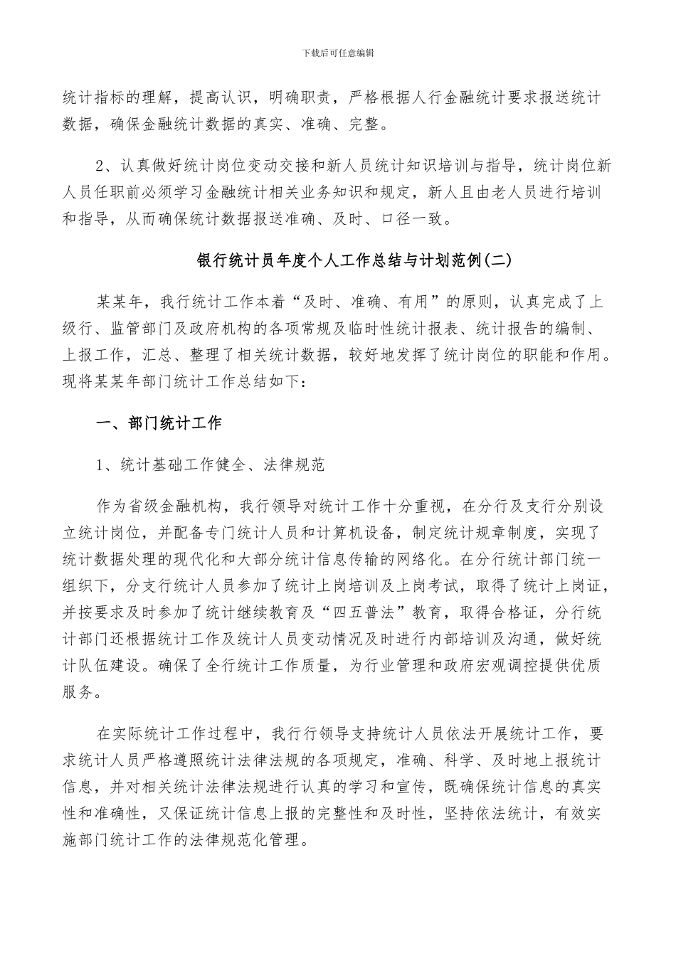 2024年银行统计员年度个人工作总结与计划范例_第2页
