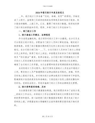 2024年银行统计年度总结范文