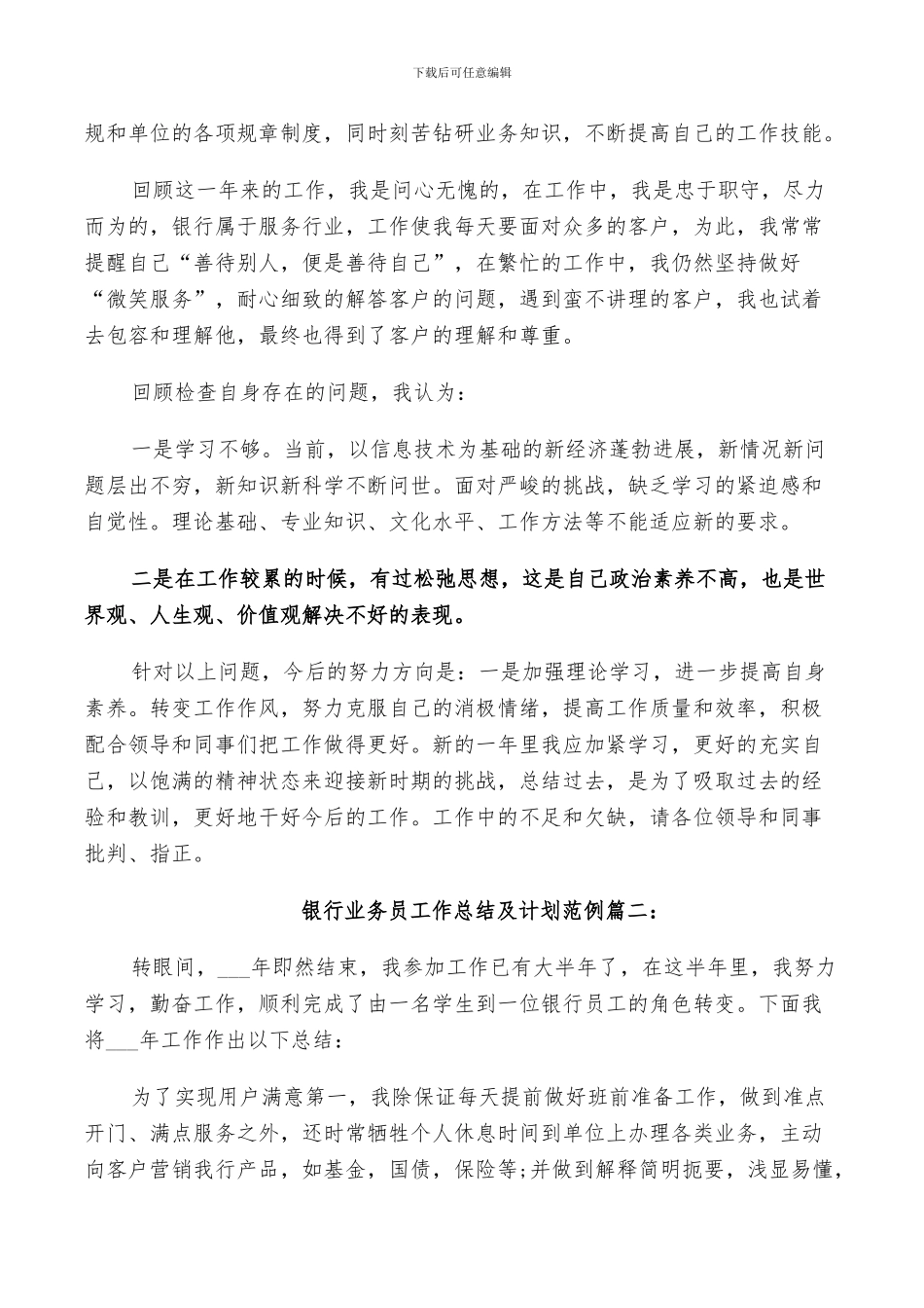 2024年银行职员工作总结及计划范例_第2页