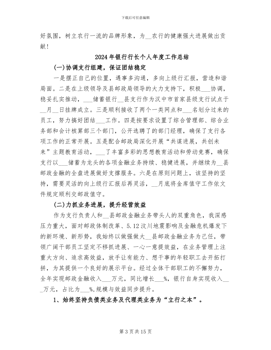 2024年银行行长个人工作总结_第3页