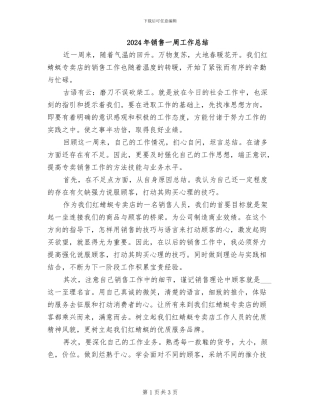 2024年销售一周工作总结
