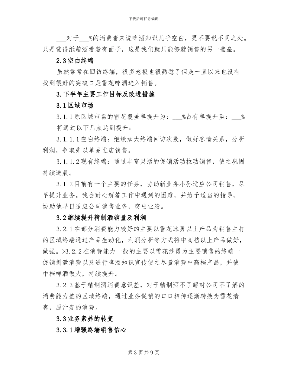 2024年销售主管上半年总结及下半年计划_第3页