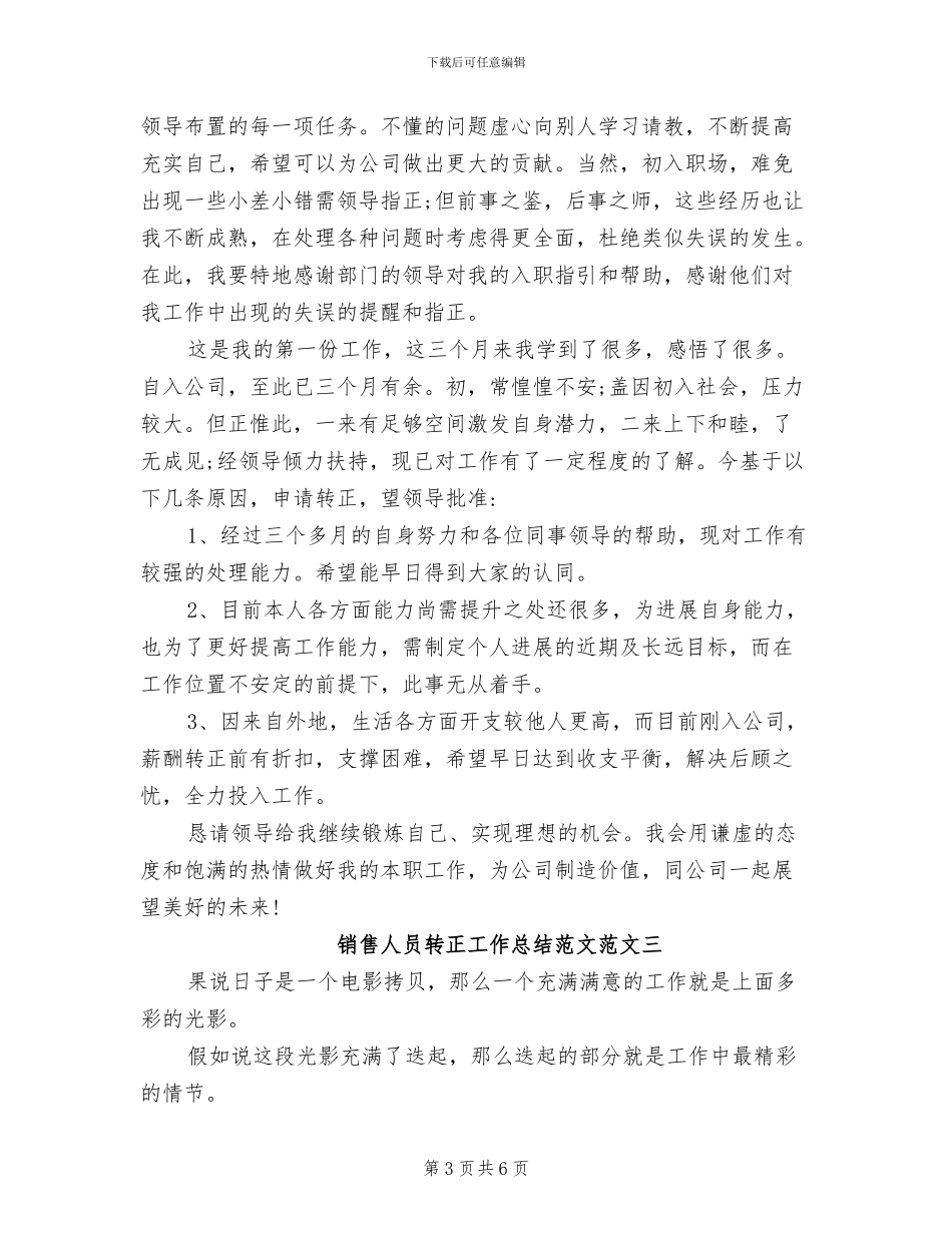 2024年销售人员转正工作总结范文_第3页