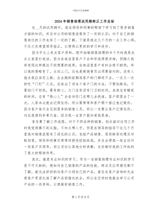 2024年销售助理试用期转正工作总结