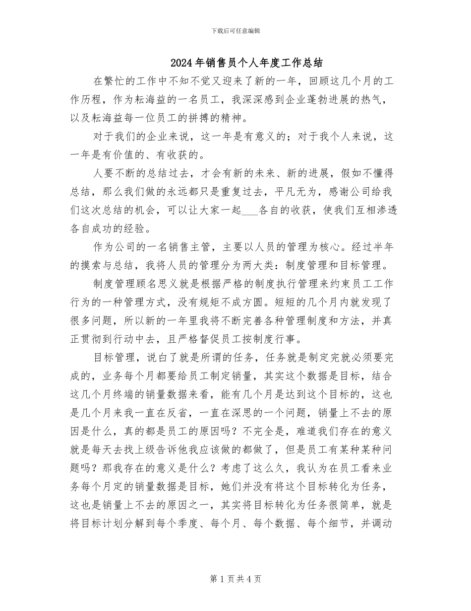 2024年销售员个人年度工作总结_第1页
