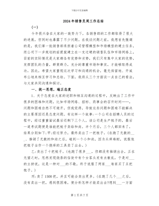2024年销售员周工作总结
