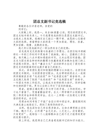 团总支副书记竞选稿