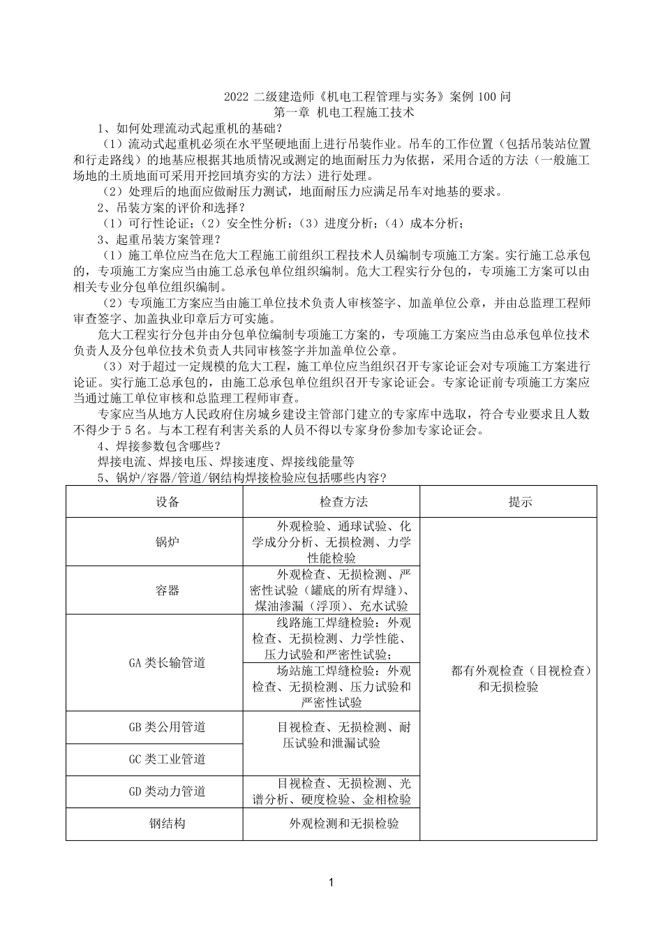 2022年二级建造师《机电实务》案例100问_第1页