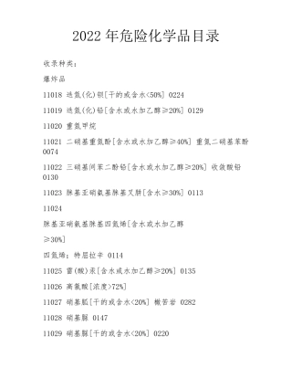2022年危险化学品目录