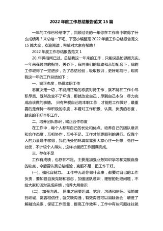 2022年度工作总结报告范文15篇