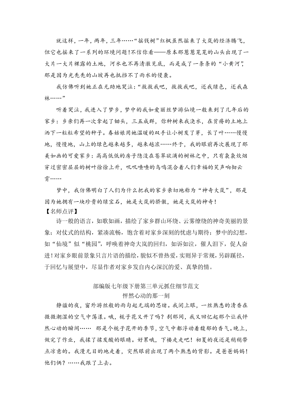 2022年部编版语文七年级下册各单元作文范文(共6篇)_第3页