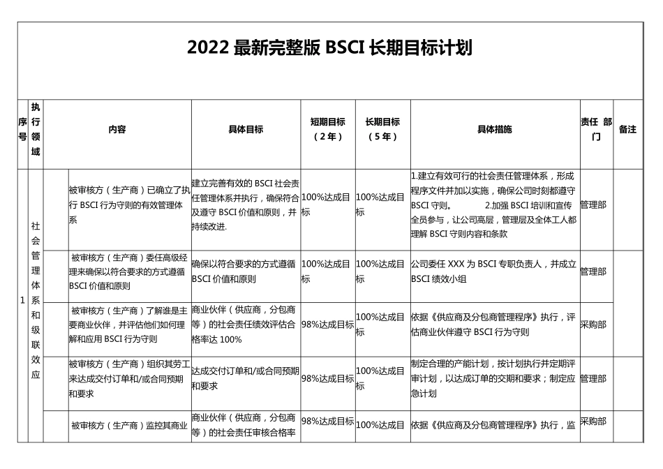 2022最新BSCI长期目标计划_第1页
