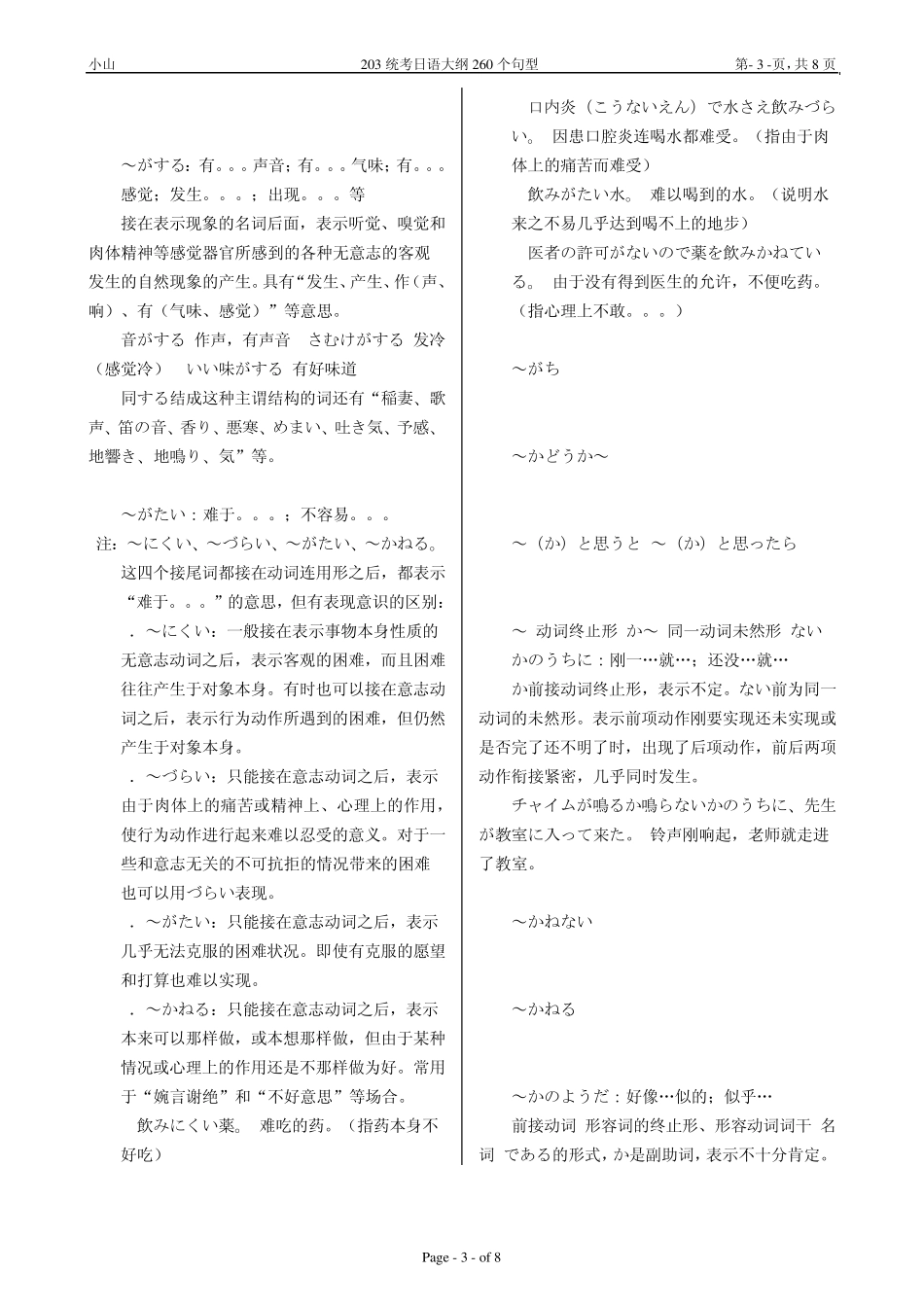 203统考日语大纲260个句型_第3页