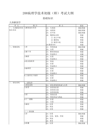 208病理学技术(师)考试大纲
