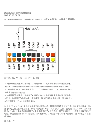 20pinamp;24pinATX电源针脚定义