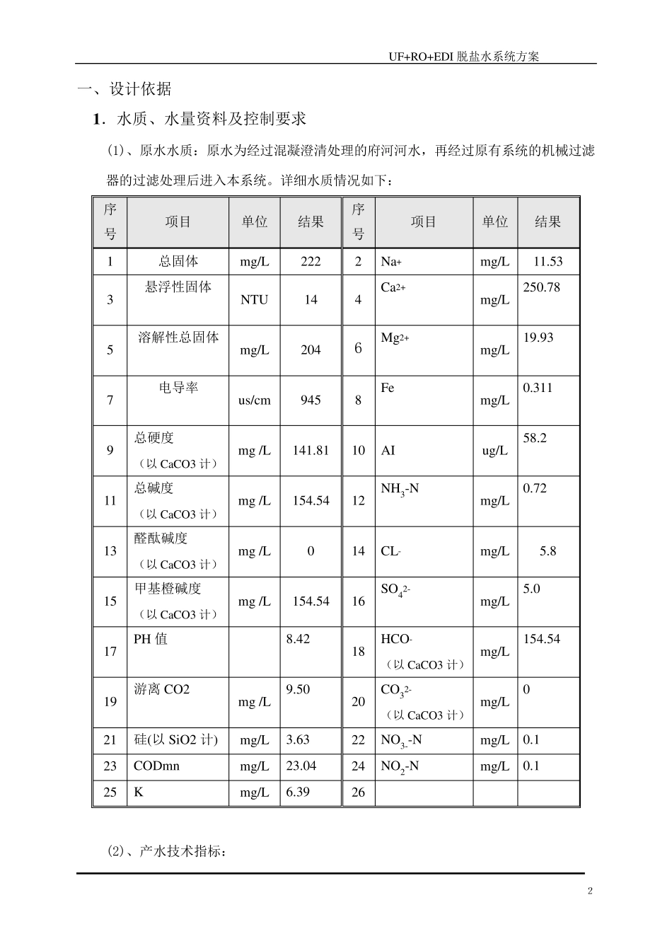 20tRO+edi纯水处理(超滤预处理)设计方案_第3页