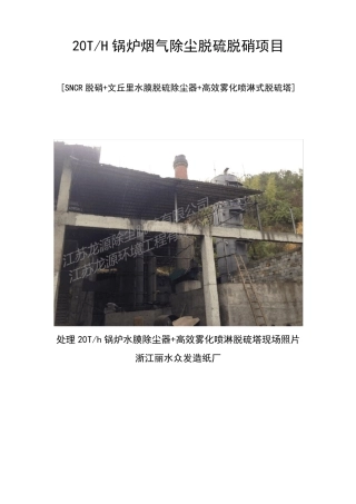 20T锅炉烟气SNCR脱硝+水膜除尘器+高效喷淋脱硫塔技术方案