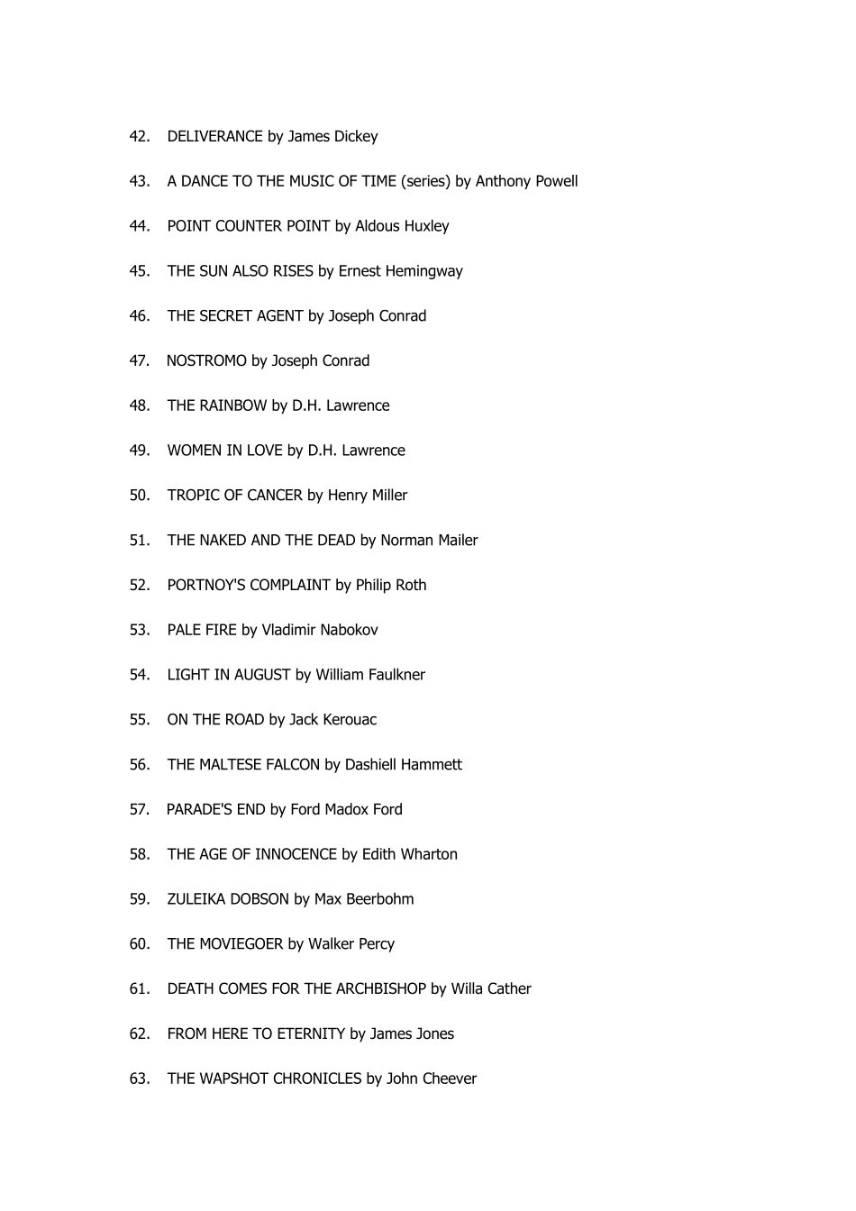20世纪百部最佳英文小说_第3页