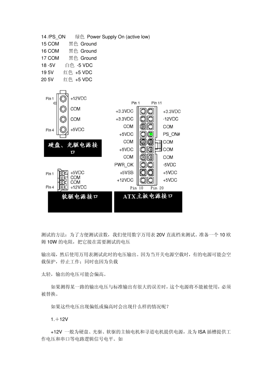 20电源与24针电源各个针脚定义_第2页