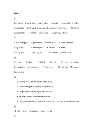 21世纪大学英语第四册读写教程5~7单元答案。非纯翻译