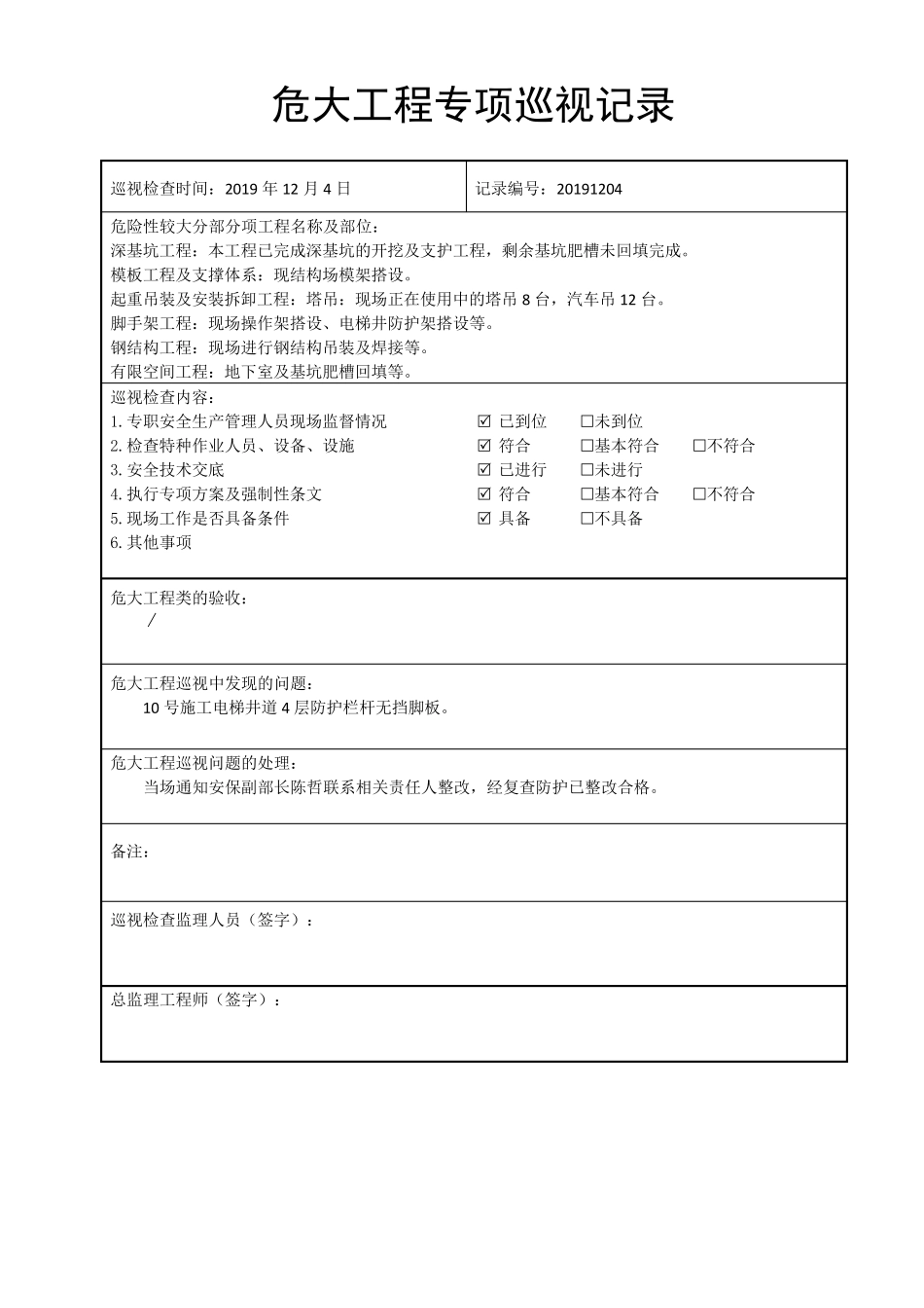 21项目危大工程专项巡视记录2019.12_第2页