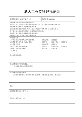 21项目危大工程专项巡视记录2019.12