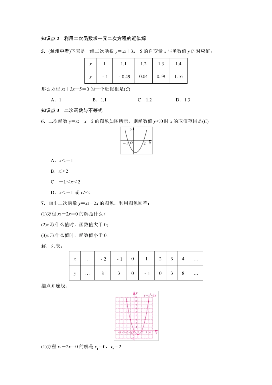22.2《二次函数与一元二次方程》练习题_第2页