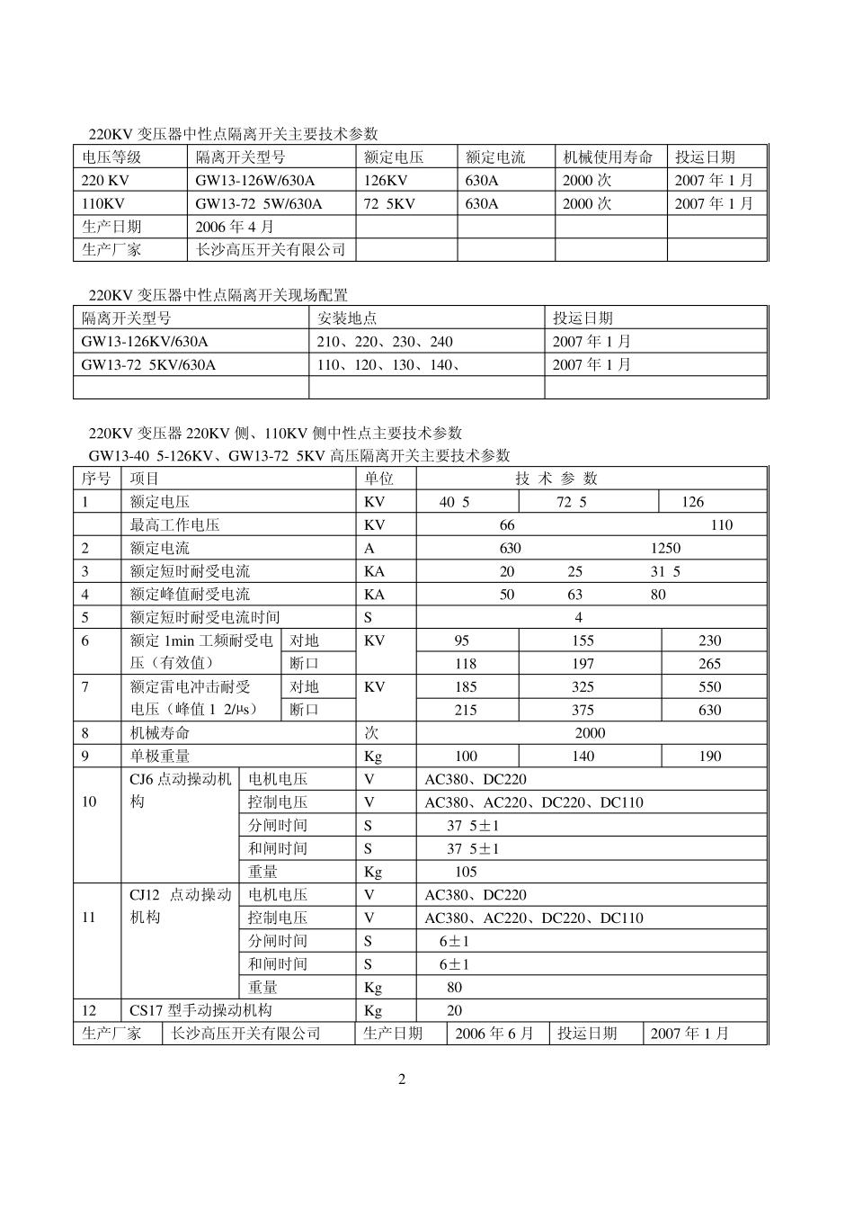 220KV断路器主要技术规范_第2页
