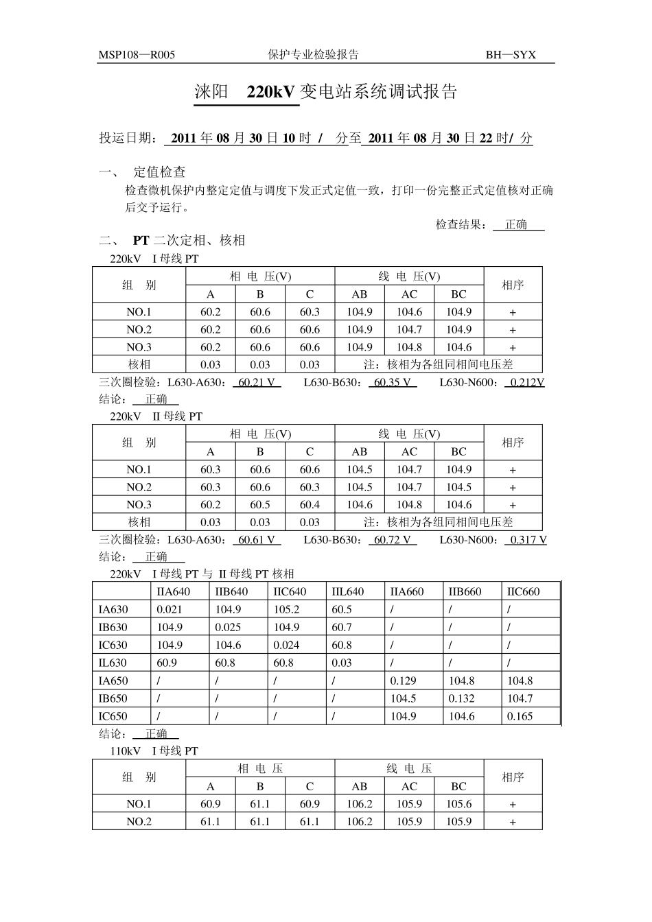 220k变电站试运行检验报告1_第1页