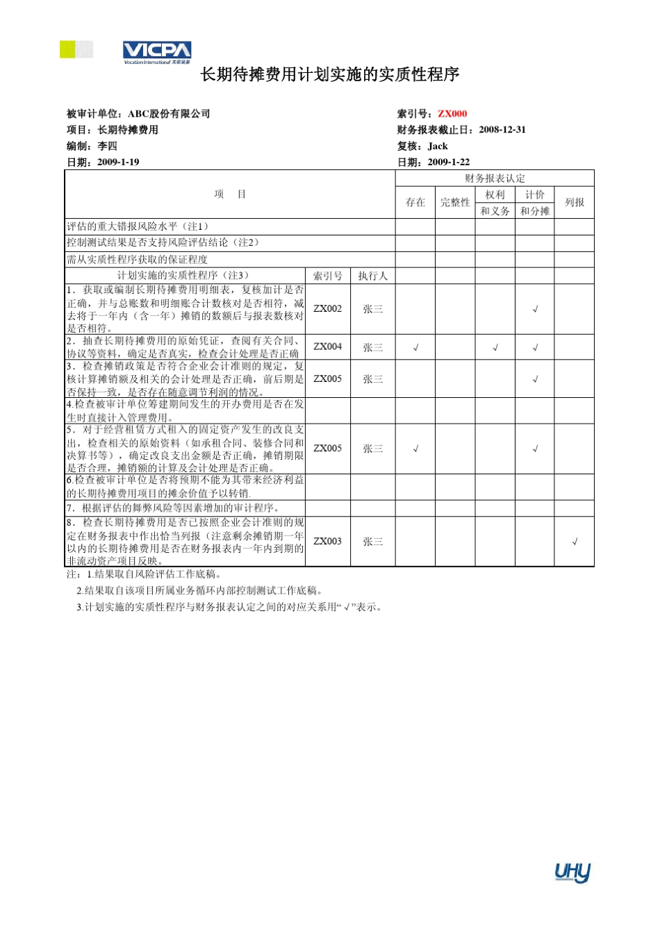 22审计工作底稿编制指引长期待摊费用_第3页