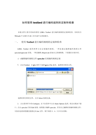 24.如何使用testbed进行编码规则的定制和检查1.0