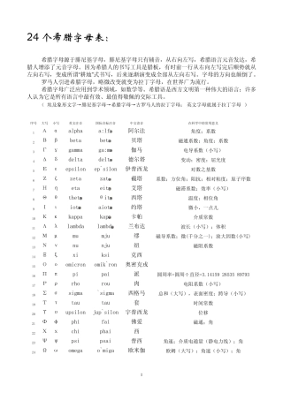 24个希腊字母表