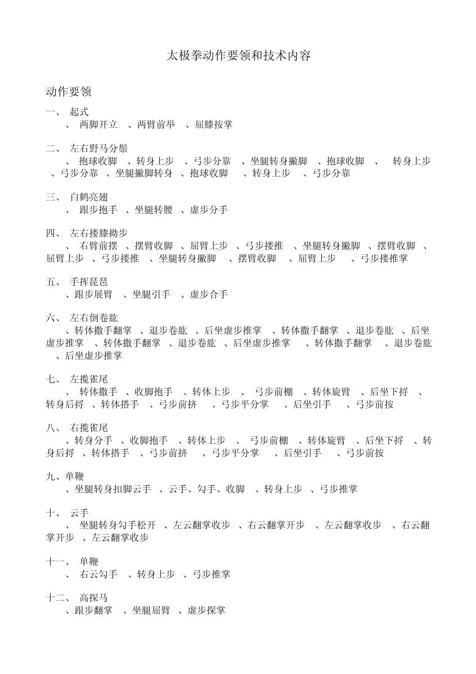 24式简易太极拳的动作要领_第1页