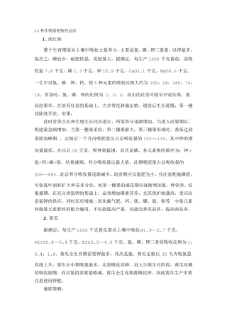 24种作物需肥特性总结