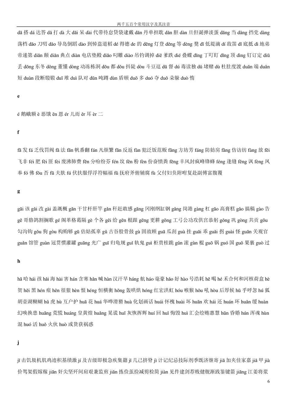 2500个常用汉字及1000个次常用汉字大全(含拼音)_第2页