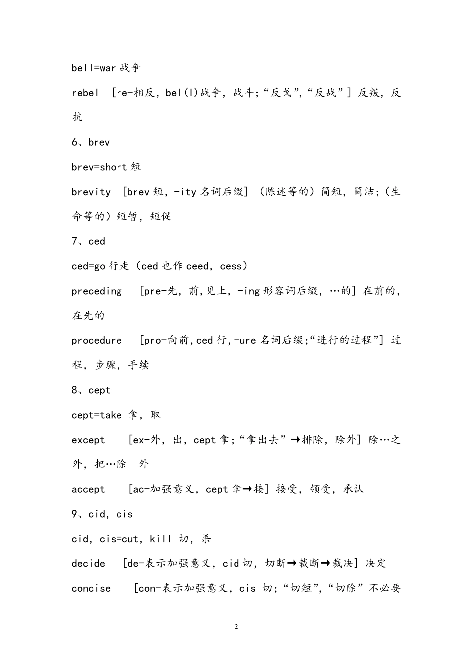 252个英语重要词根(有例词并整理)_第2页
