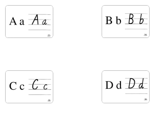 26个英文字母印刷体和书写体字母卡片(每张A4纸4个字母)