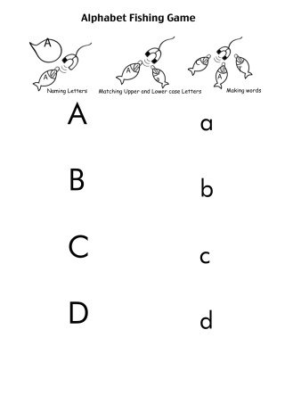 26个英文字母大鱼小鱼大小写配对游戏alphabetfish(C)少儿英语卡片资料A4可打印