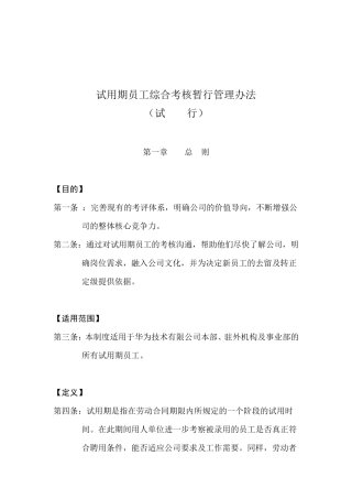 285华为试用期员工综合考核暂行管理办法