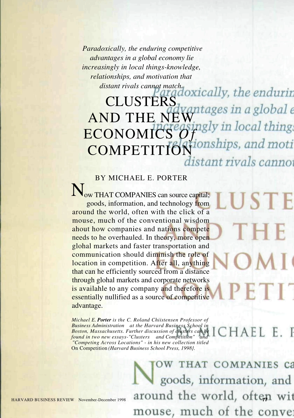 28群落和新竞争经济学ClustersandtheNewEconomicsofCompetition_第1页