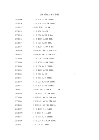 2SB系列三极管参数