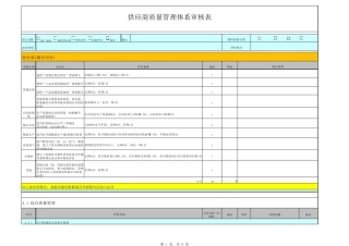 2供应商质量管理体系审核表(超详细)