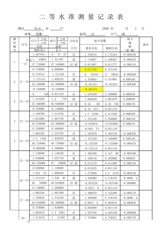 2等水准测量原始记录表