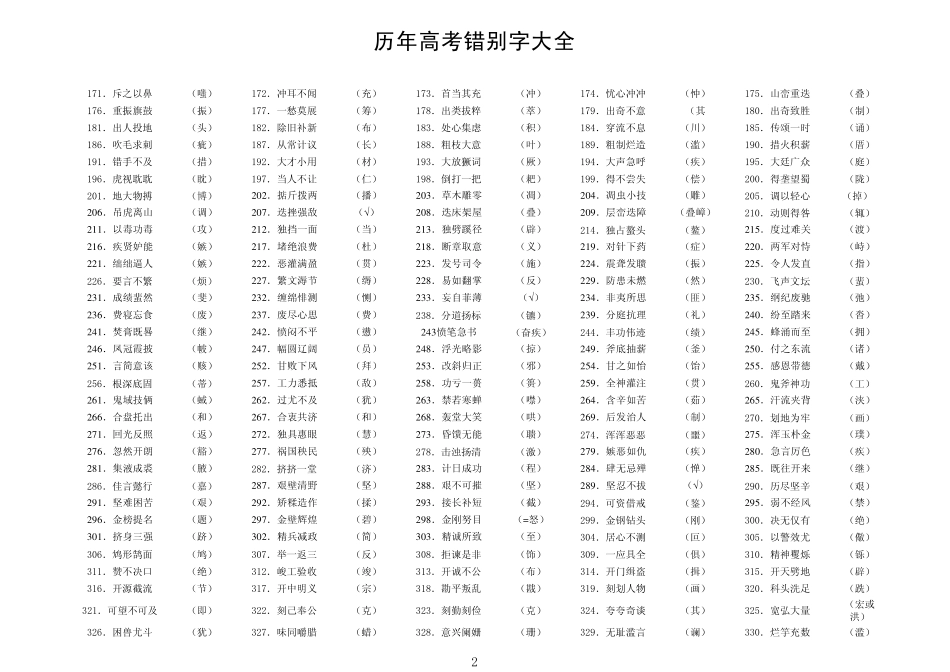 2高考语言错别字大全转换_第2页