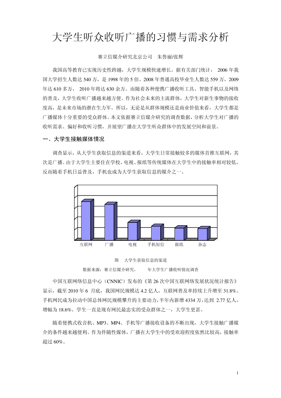 3.2市场观察_大学生听众收听广播的习惯与需求分析_第1页