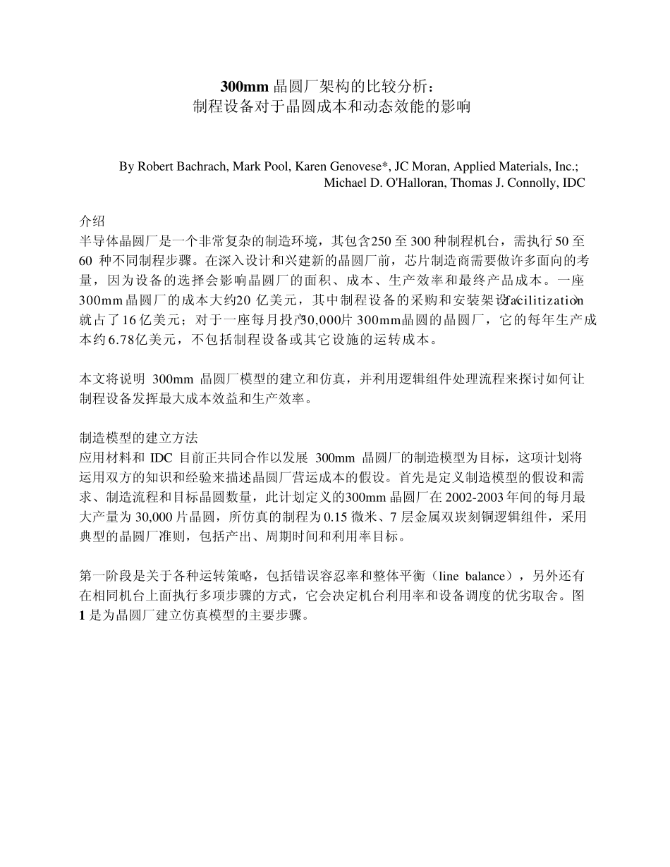300mm晶圆厂架构的比较分析_第1页