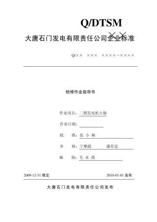 300MW发电机大修作业指导书