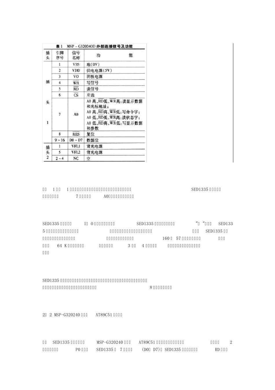 320240液晶驱动SED1335控制器的液晶显示模块与单片机接口应用_第2页