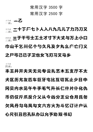 3500个常用汉字表带拼音