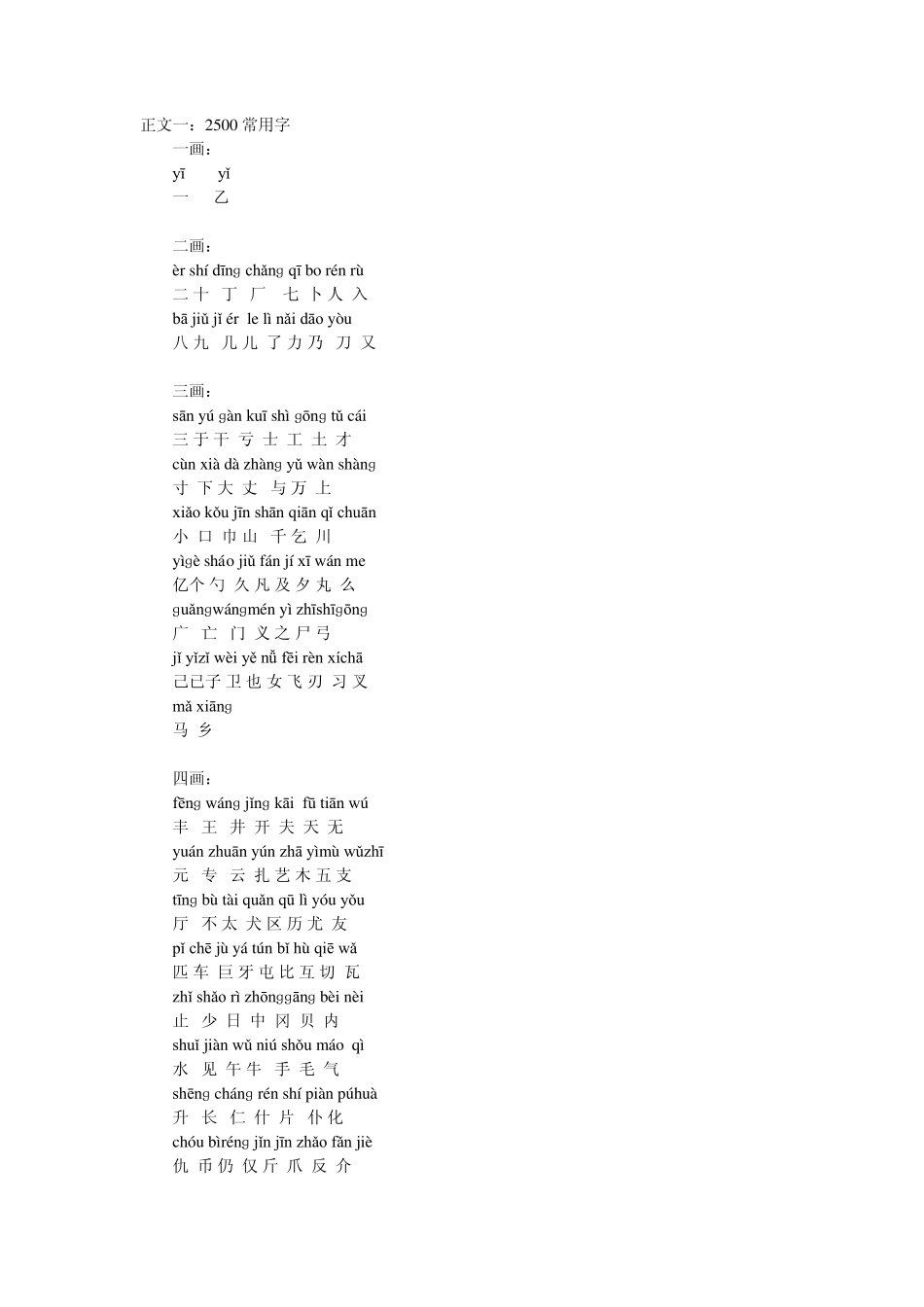 3500常用字笔画排序表_第1页